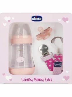 Schlussverkauf 😀 Ernährung Chicco Geschenkset "Lovely Baby" - Babyfläschchen, Sauger Und Schnullerband, Rosa Günstig Kaufen ✔️
